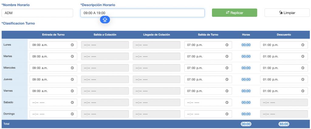 Horario con Descuento Automático de Colación